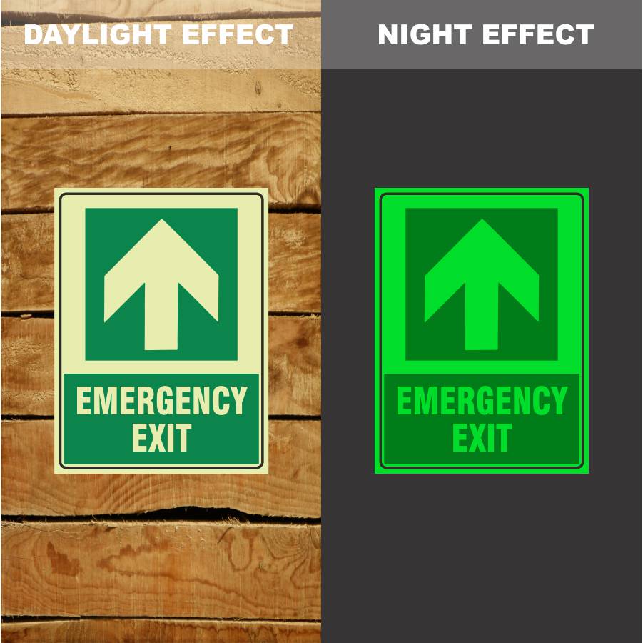 Custom Design Sign,Photoluminescent Emergency Exit Arrow Up Sign