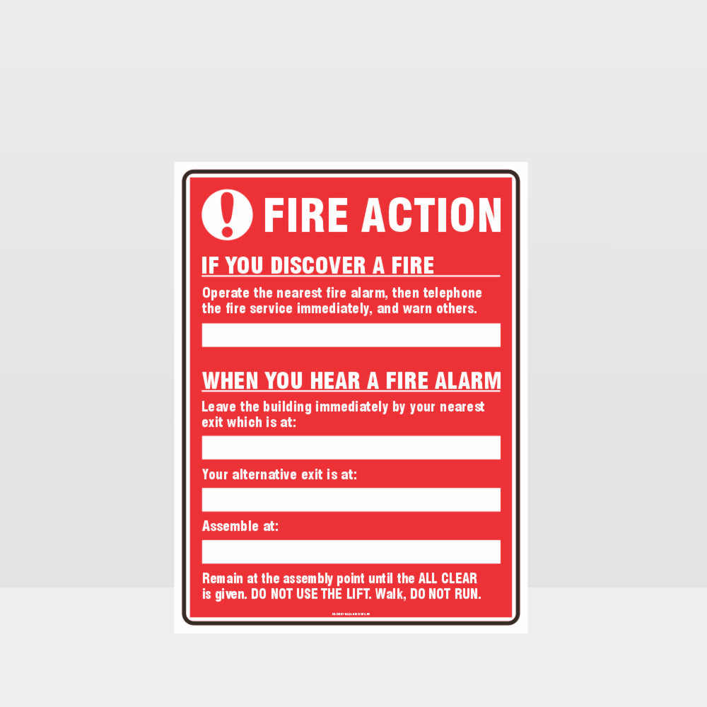 Custom Design Sign,Fire Action Sign