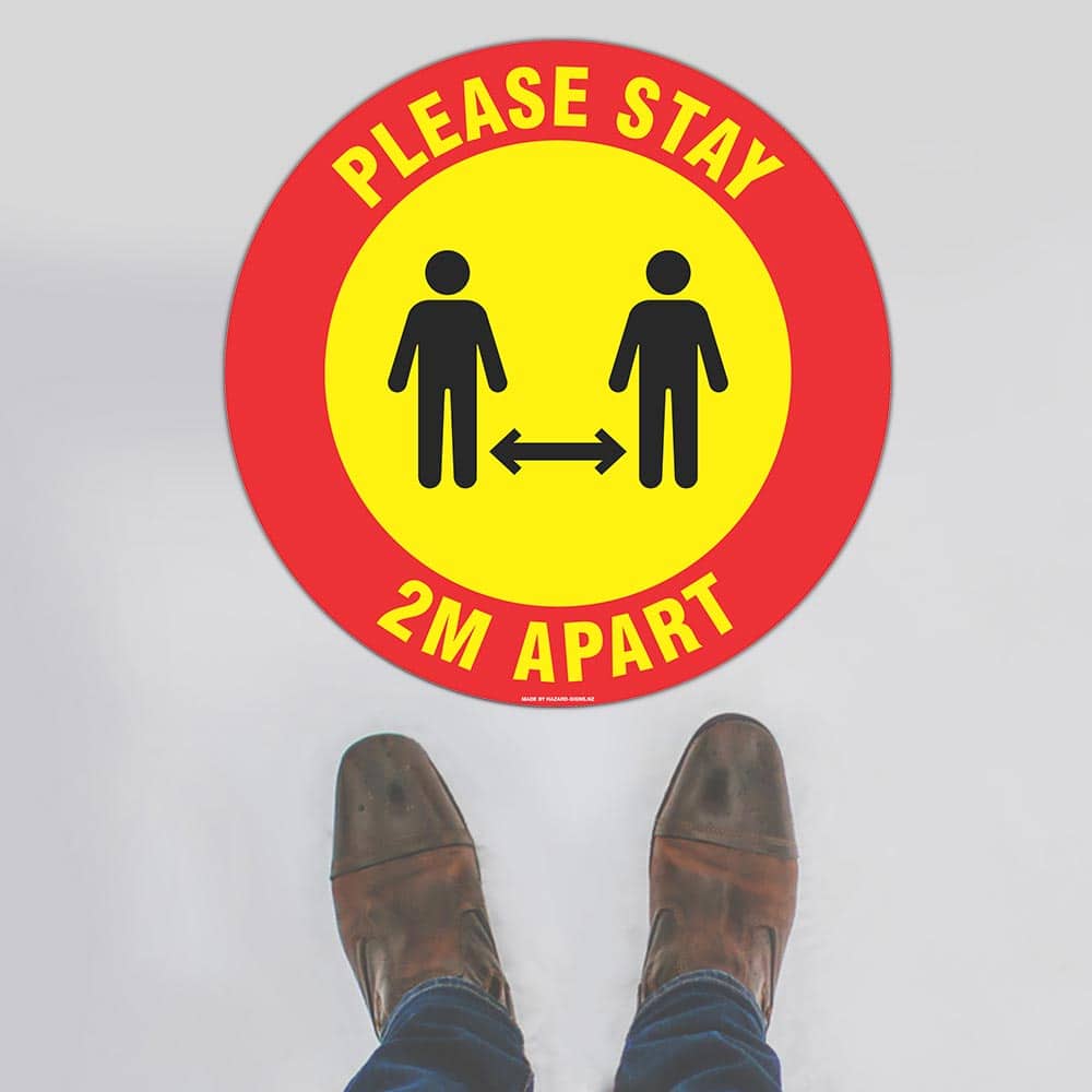 Custom Design Sign,Please Stay 2M Apart Red Yellow Floor Sign