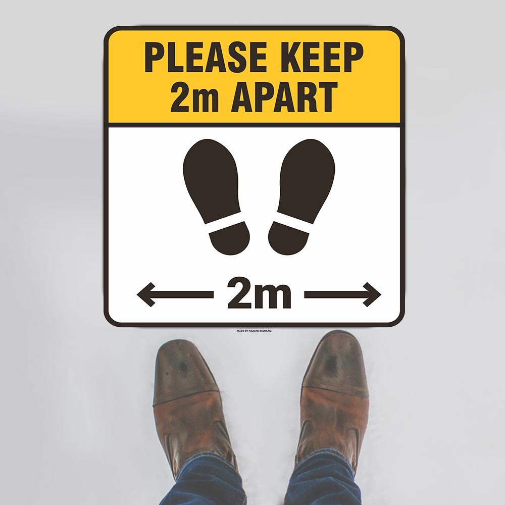 Custom Design Sign,Please Keep 2M Apart Rounded Square Floor Sign