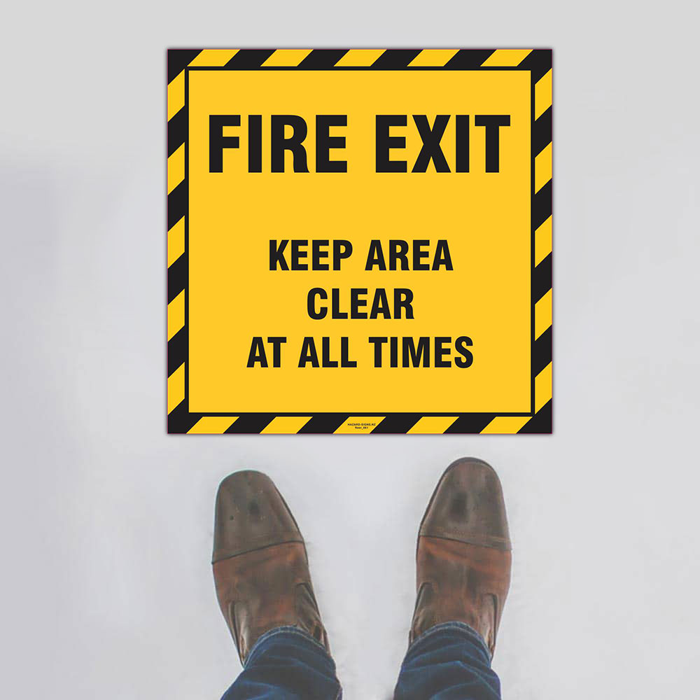 Customized Hazard Signs,Fire Exit Keep Area Clear Floor Sign