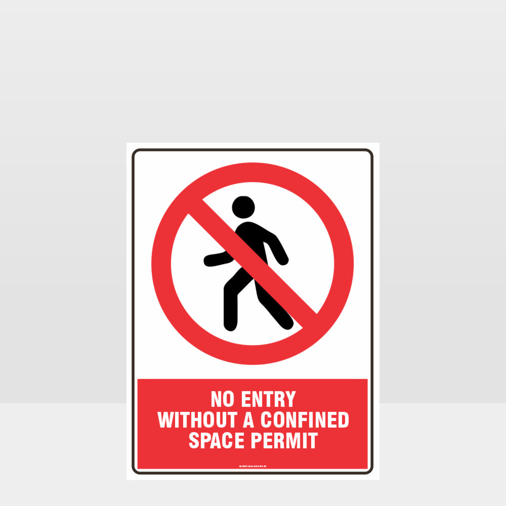 Custom Design Sign,Prohibition No Entry Without Permit Confined Space Sign