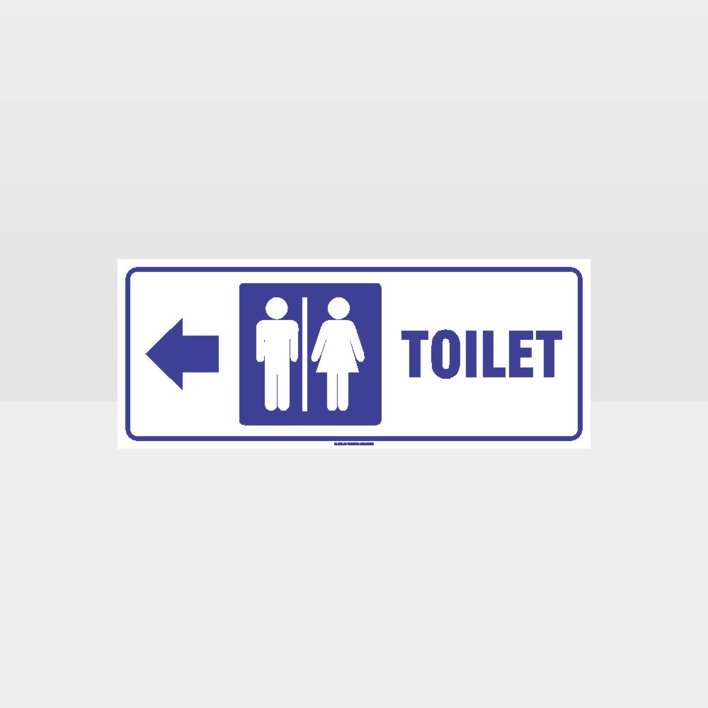 Custom Design Sign,Toilet Left Arrow White Background Sign